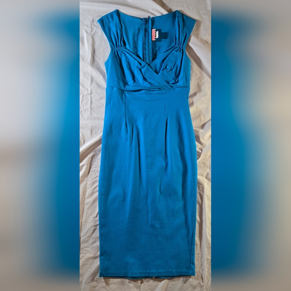 Pinup Couture Vibrant Blue Pencil Skirt Dress